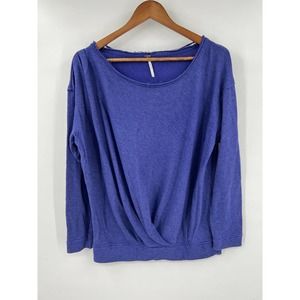 Free People purple oversized twist front sweatshirt with raw neckline sz M